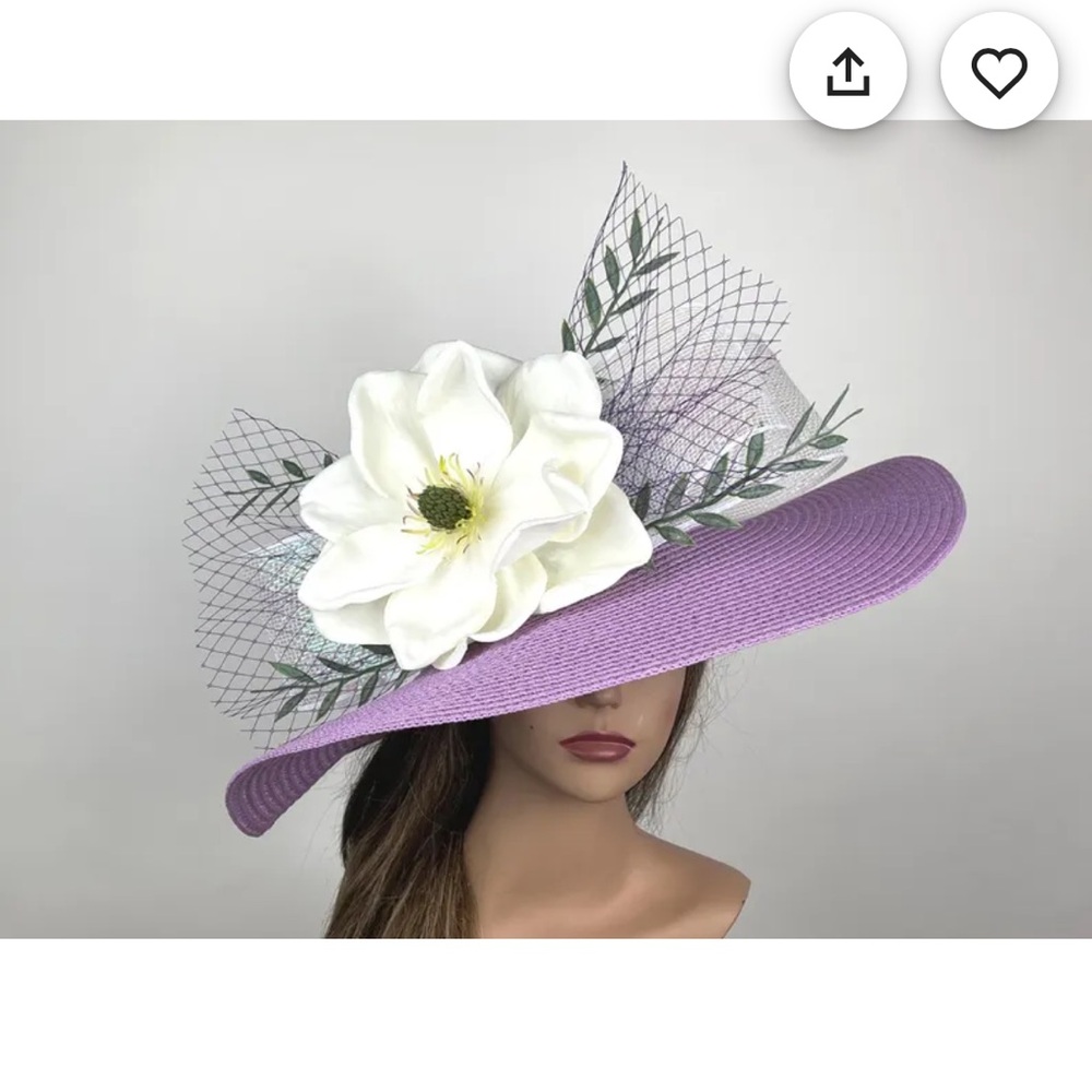 Lavender Derby Hat with Floral Accent